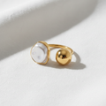 Celeste Pearl Ring on White Linen