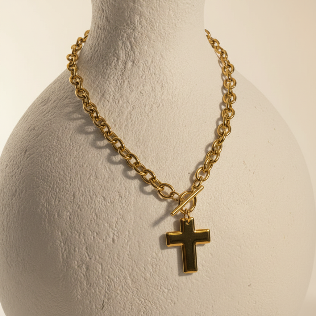 Grace Chain Necklace – White Bust, Bright Editorial Lighting