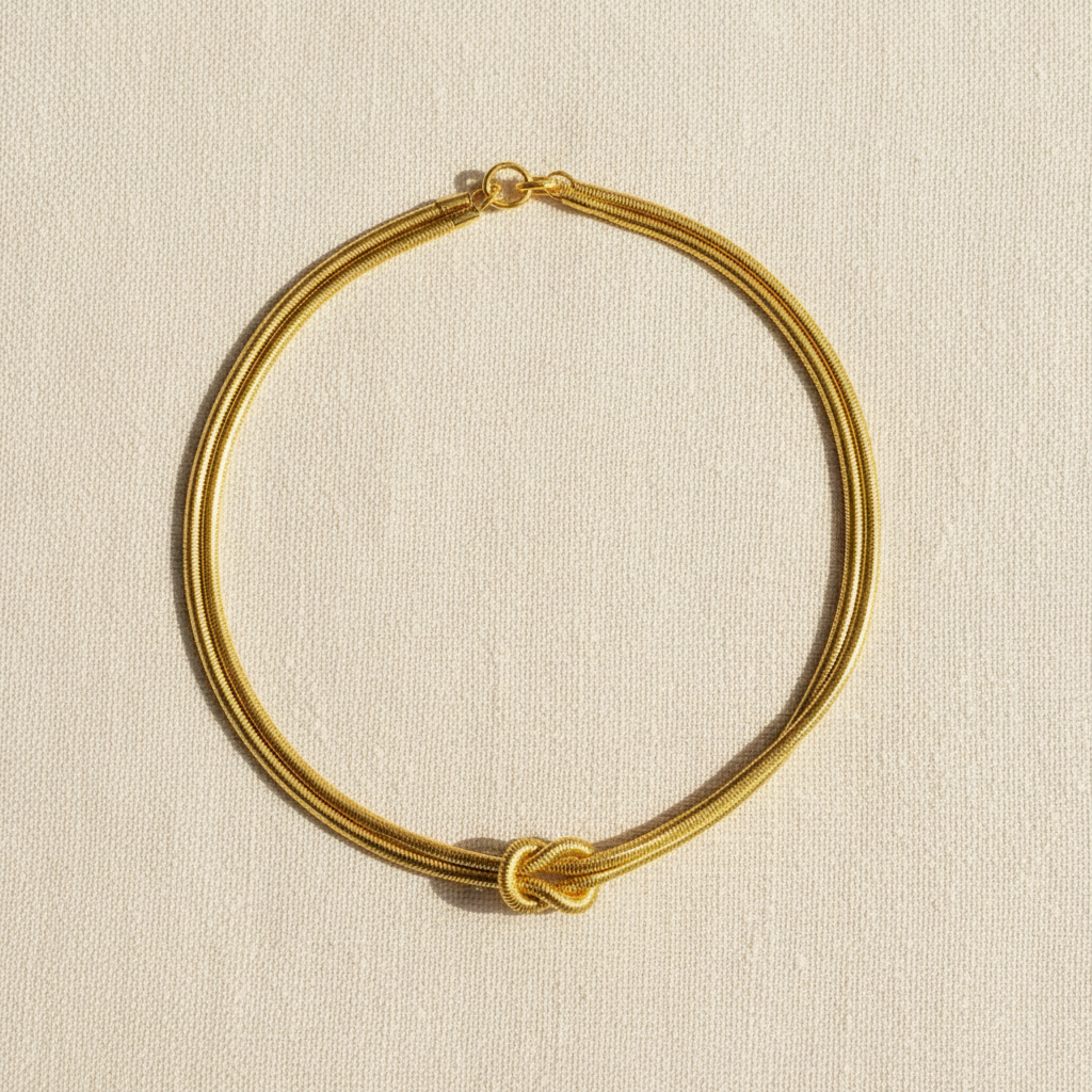 Harper Knot Necklace – Bright Linen Flat Lay