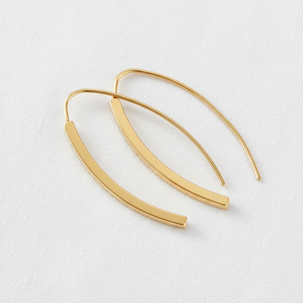 Mila Threader Earrings – White Linen Background